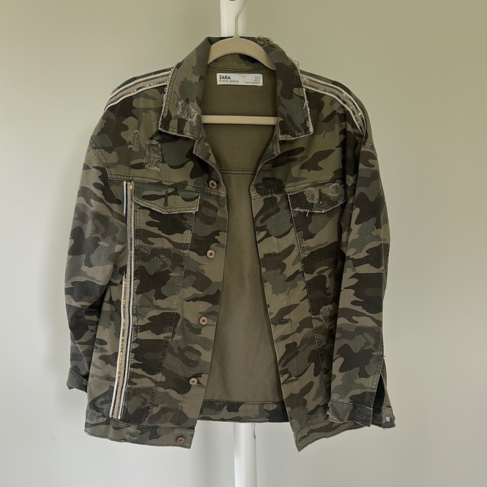 Zara Green Military Field Coat Lightweight Design